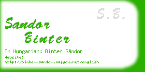 sandor binter business card