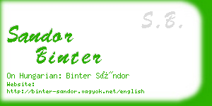 sandor binter business card